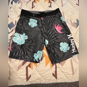 Hurley Boys Tropical Floral Board Shorts - Black and Pink